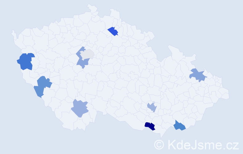 Jméno: 'Frederic', počet výskytů 11 v celé ČR