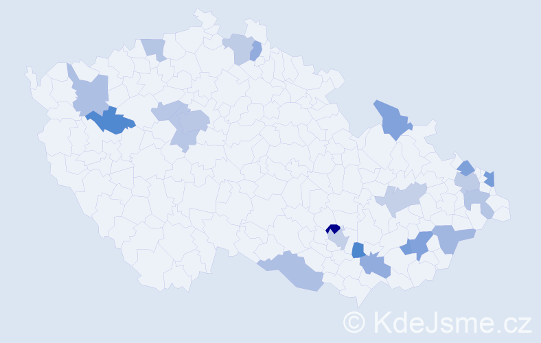 Jméno: 'Rudolfína', počet výskytů 33 v celé ČR