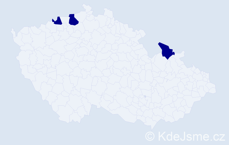Jméno: 'Klaus-Peter', počet výskytů 3 v celé ČR