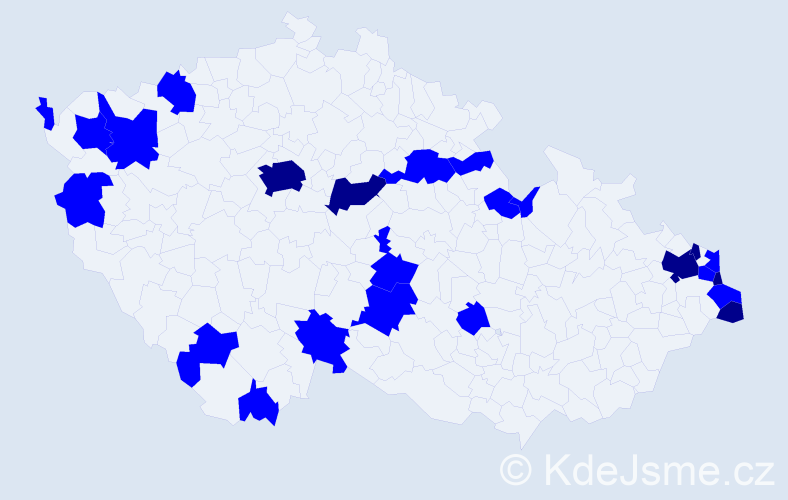 Jméno: 'Kazimíra', počet výskytů 30 v celé ČR