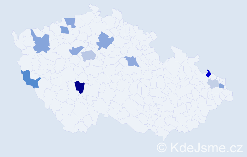 Jméno: 'Džamila', počet výskytů 15 v celé ČR