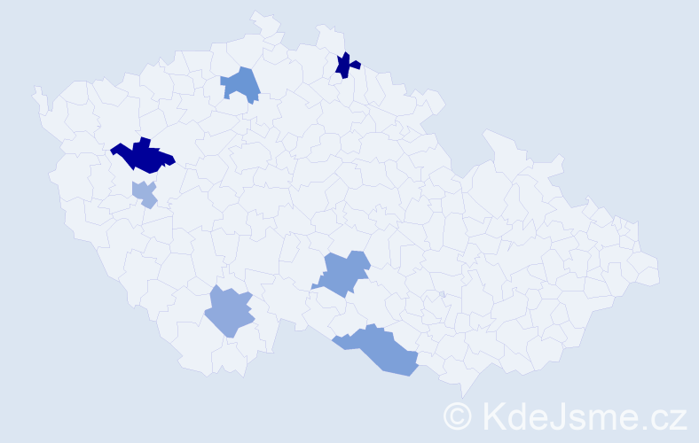 Jméno: 'Lua', počet výskytů 7 v celé ČR