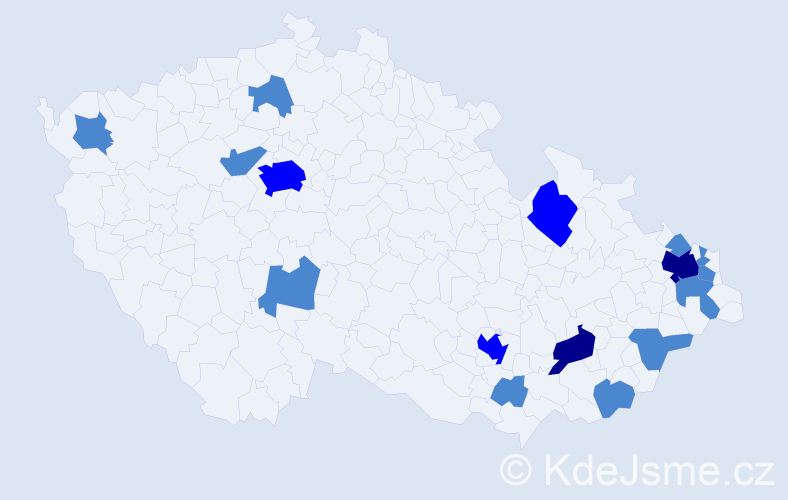 Jméno: 'Metod', počet výskytů 23 v celé ČR