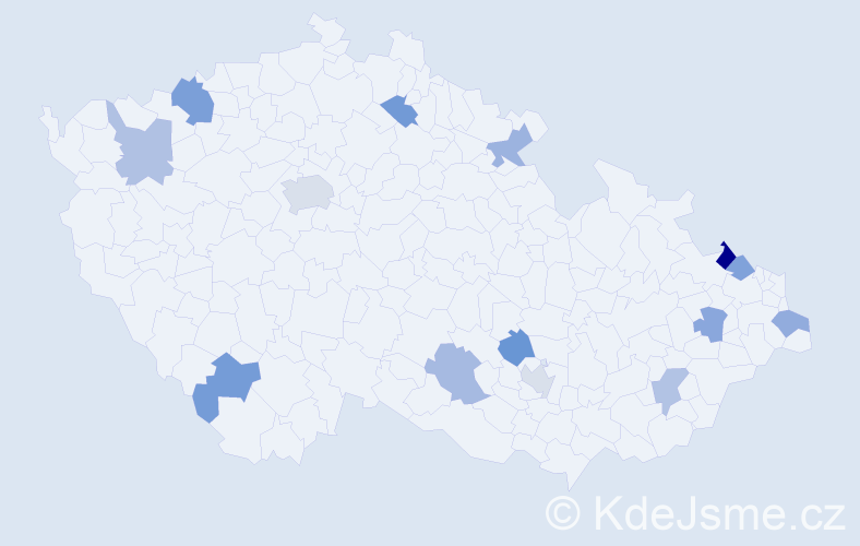 Jméno: 'Gilbert', počet výskytů 18 v celé ČR