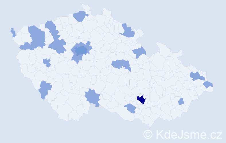 Jméno: 'Nadine', počet výskytů 34 v celé ČR