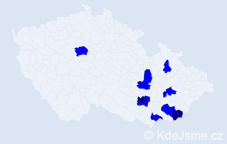 Jméno: 'Cyrilla', počet výskytů 12 v celé ČR