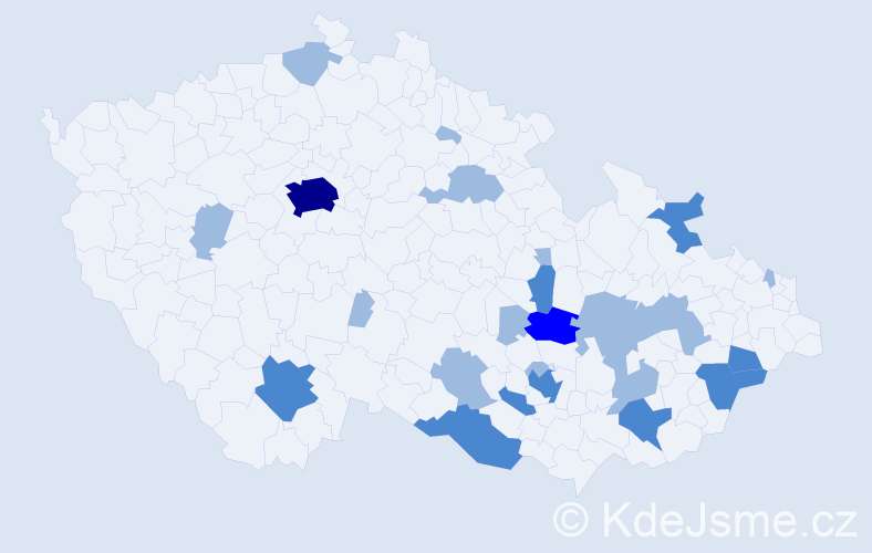 Jméno: 'Vincencie', počet výskytů 41 v celé ČR