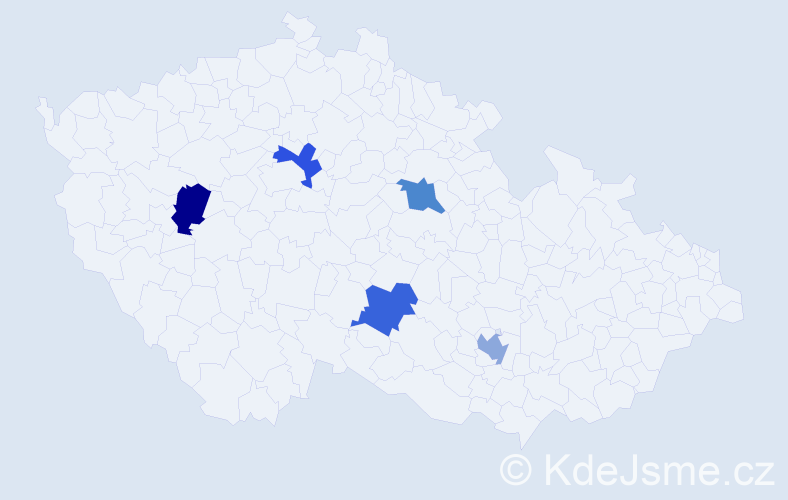 Jméno: 'Oyunbat', počet výskytů 5 v celé ČR