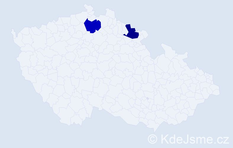 Jméno: 'Kevin Jan', počet výskytů 2 v celé ČR
