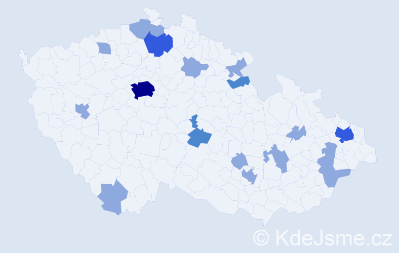 Jméno: 'Dalibora', počet výskytů 29 v celé ČR