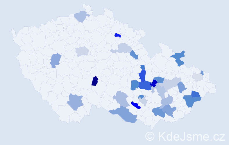 Jméno: 'Vincencie', počet výskytů 47 v celé ČR