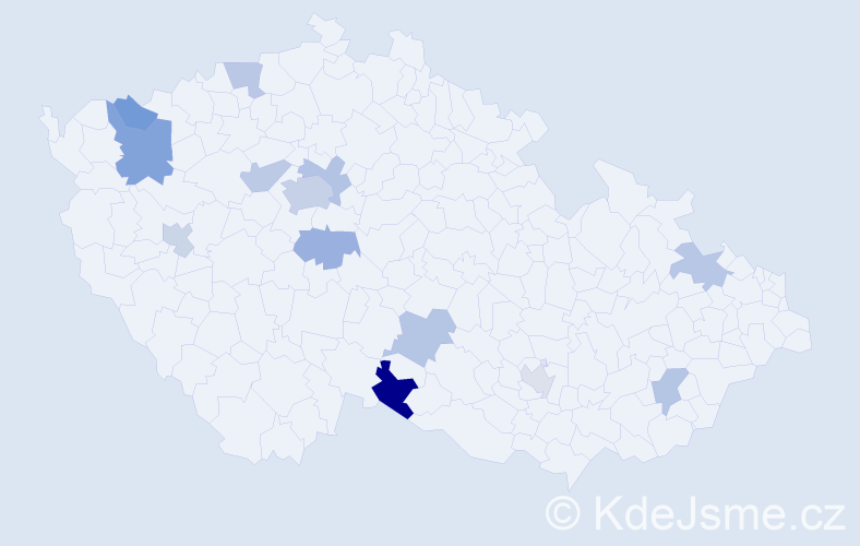 Jméno: 'Jan Karel', počet výskytů 20 v celé ČR