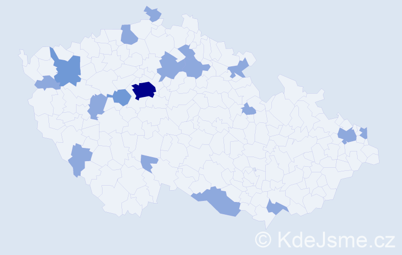 Jméno: 'Kašpar', počet výskytů 25 v celé ČR