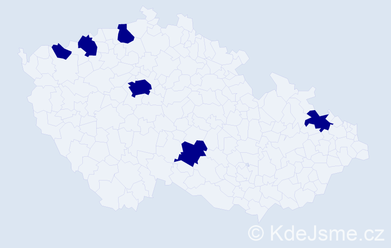 Jméno: 'Hoa', počet výskytů 6 v celé ČR