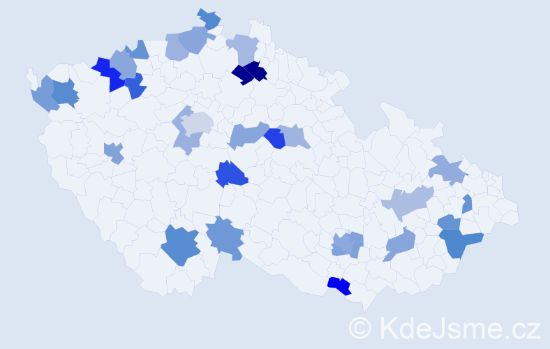 Jméno: 'Gustava', počet výskytů 41 v celé ČR