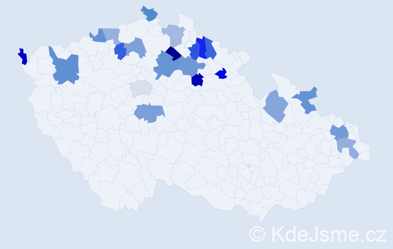 Jméno: 'Evička', počet výskytů 28 v celé ČR