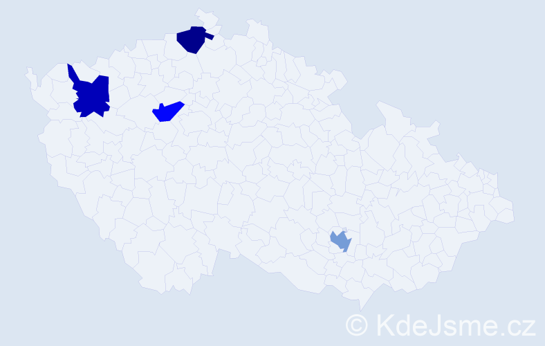 Jméno: 'Karoą', počet výskytů 4 v celé ČR