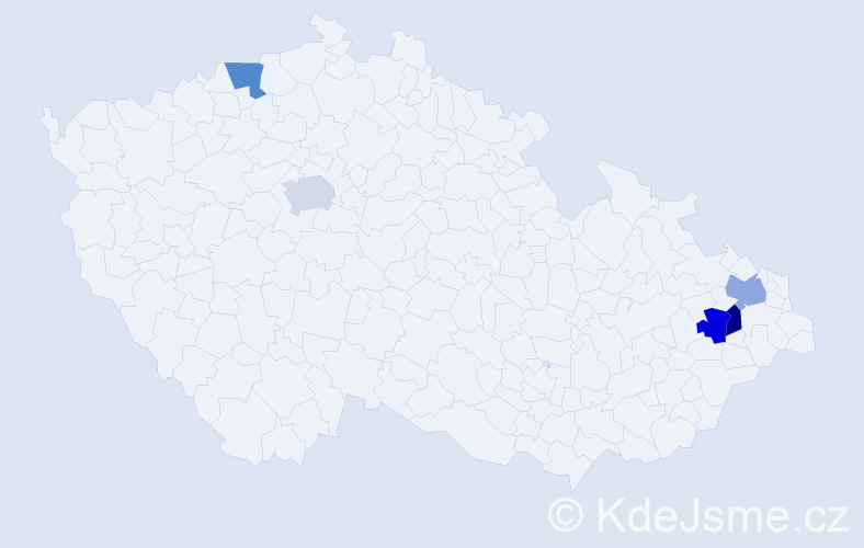 Jméno: 'Jeannetta', počet výskytů 5 v celé ČR