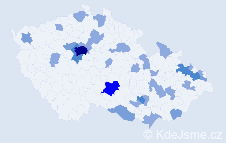 Jméno: 'Megan', počet výskytů 62 v celé ČR