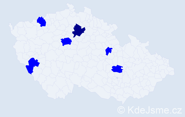 Jméno: 'Ksenija', počet výskytů 7 v celé ČR