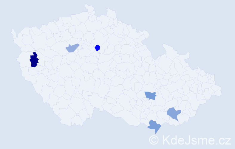 Jméno: 'Jakub Kryštof', počet výskytů 6 v celé ČR