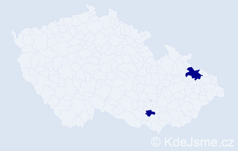 Jméno: 'Petrula', počet výskytů 2 v celé ČR