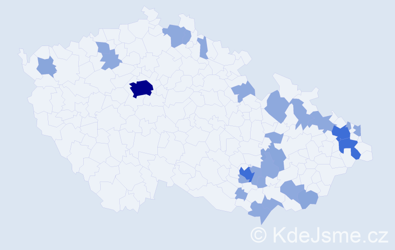 Jméno: 'Dalila', počet výskytů 49 v celé ČR