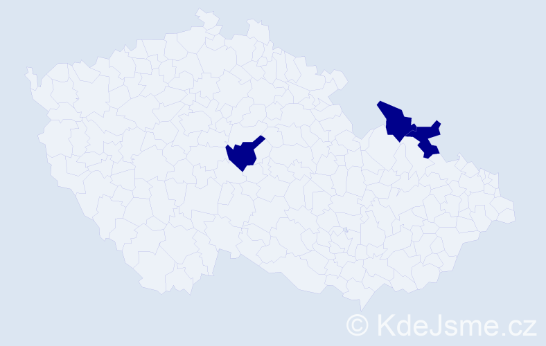 Jméno: 'Konstandina', počet výskytů 3 v celé ČR