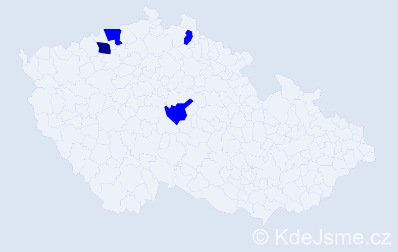 Jméno: 'Karel Petr', počet výskytů 5 v celé ČR