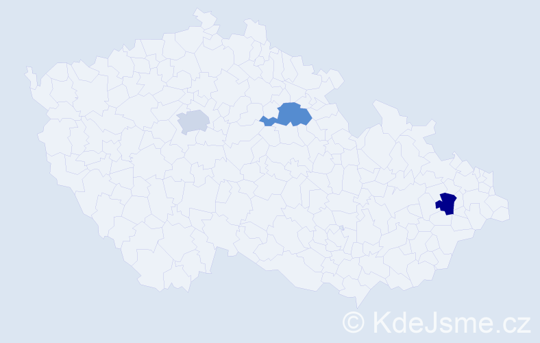 Jméno: 'Vesela', počet výskytů 3 v celé ČR