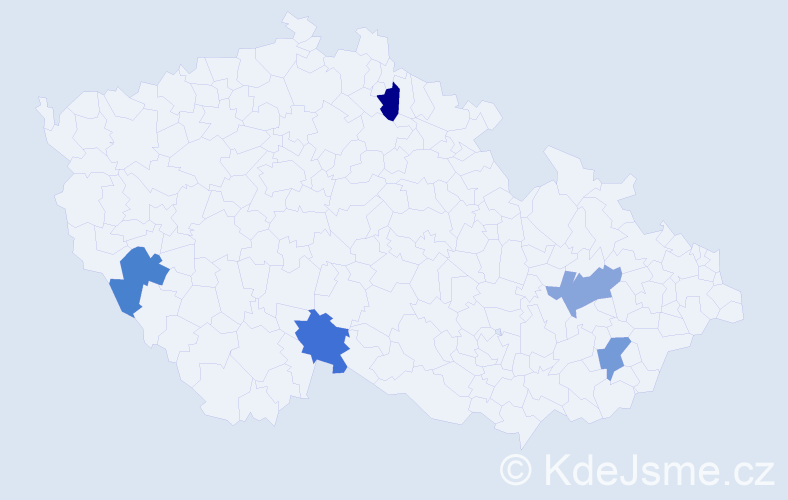 Jméno: 'Tu', počet výskytů 5 v celé ČR