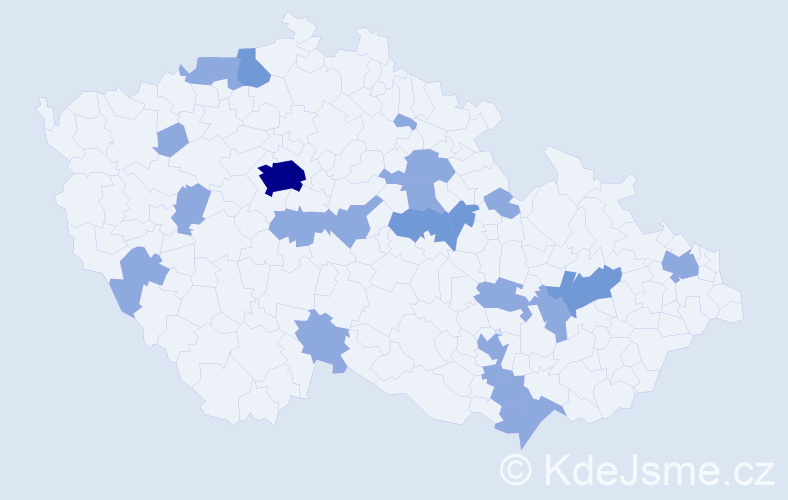 Jméno: 'Pěvuška', počet výskytů 34 v celé ČR