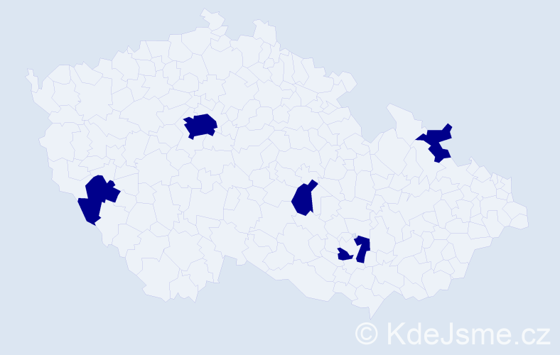 Jméno: 'Juda', počet výskytů 5 v celé ČR