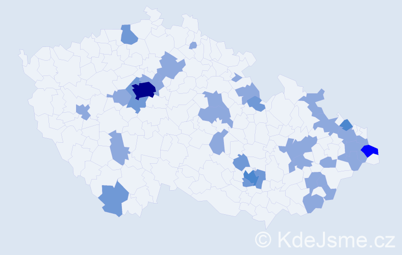 Jméno: 'Bernadeta', počet výskytů 54 v celé ČR