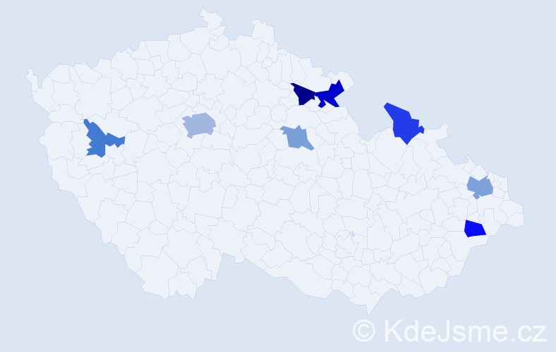 Jméno: 'Frances', počet výskytů 13 v celé ČR
