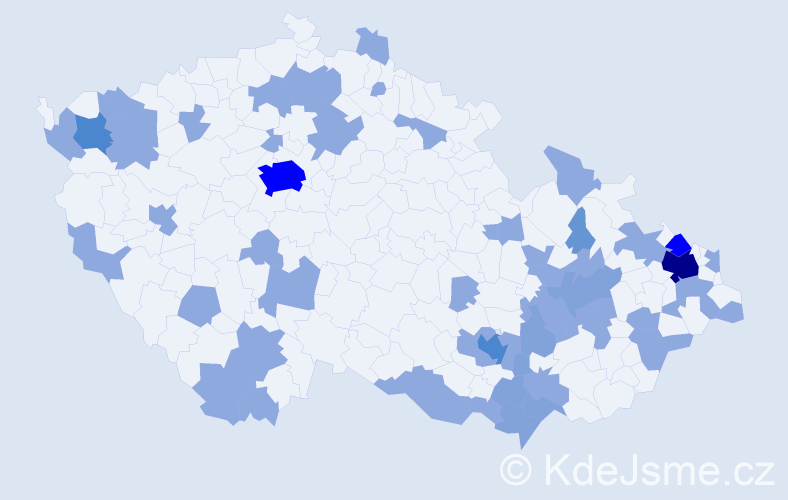 Jméno: 'Bernardina', počet výskytů 87 v celé ČR