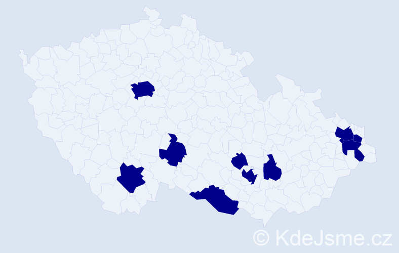 Jméno: 'Antoinette', počet výskytů 10 v celé ČR