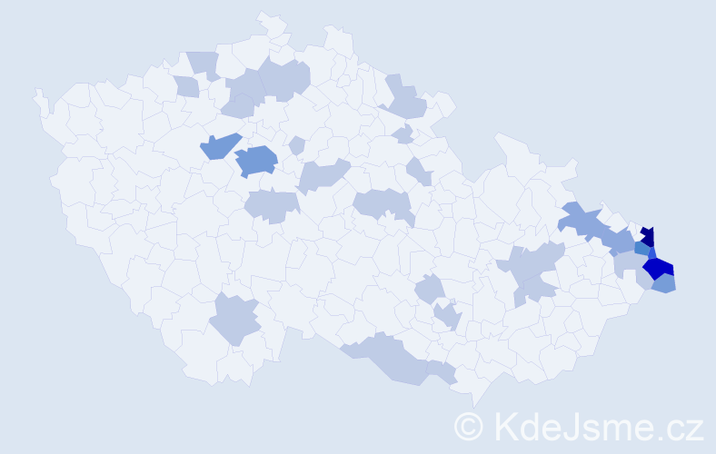 Jméno: 'Czeslaw', počet výskytů 63 v celé ČR