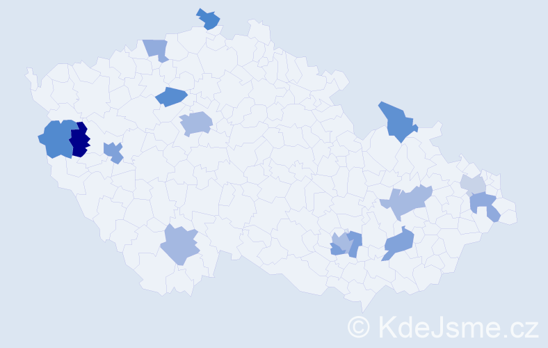 Jméno: 'Nathanael', počet výskytů 22 v celé ČR