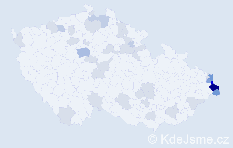Jméno: 'Ewa', počet výskytů 99 v celé ČR
