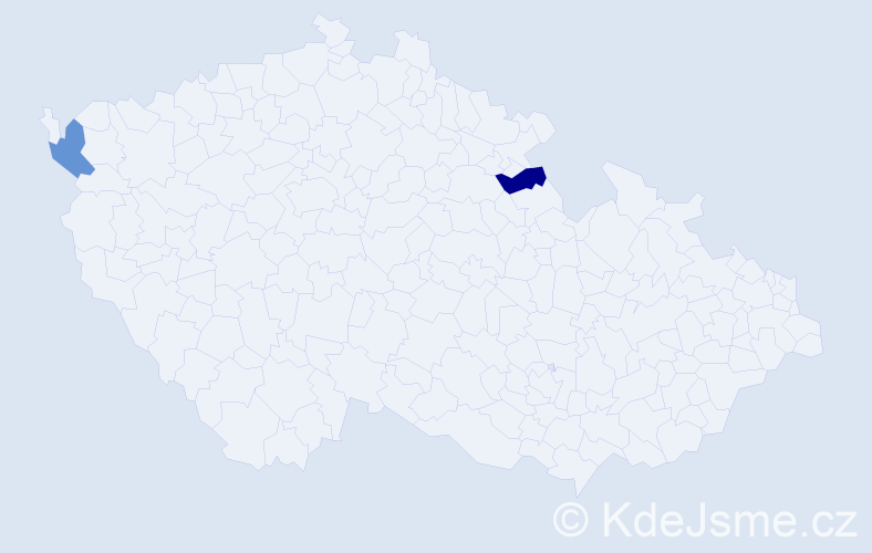 Jméno: 'Etelca', počet výskytů 2 v celé ČR