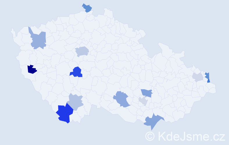 Jméno: 'Susana', počet výskytů 21 v celé ČR