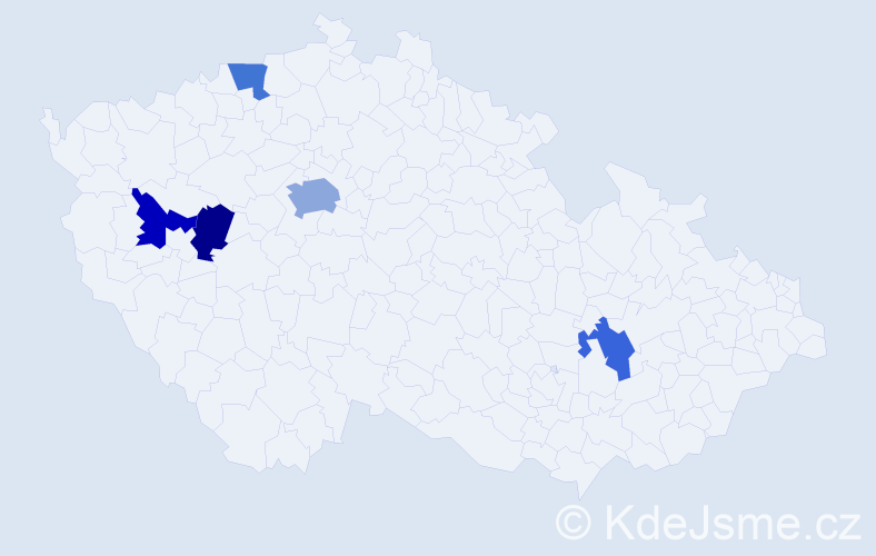 Jméno: 'Valdemara', počet výskytů 7 v celé ČR
