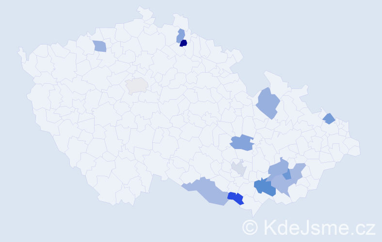 Jméno: 'Andělína', počet výskytů 16 v celé ČR