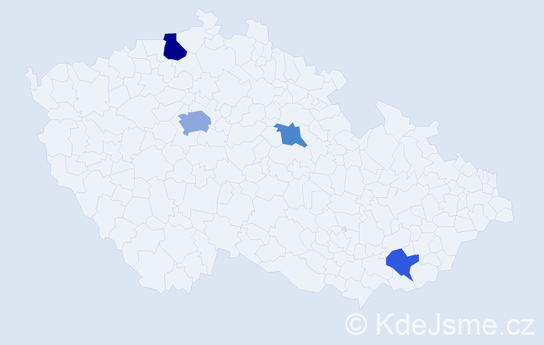 Jméno: 'Tiberiu', počet výskytů 7 v celé ČR