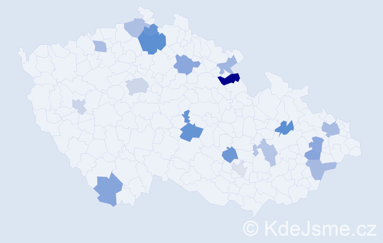 Jméno: 'Dalibora', počet výskytů 29 v celé ČR