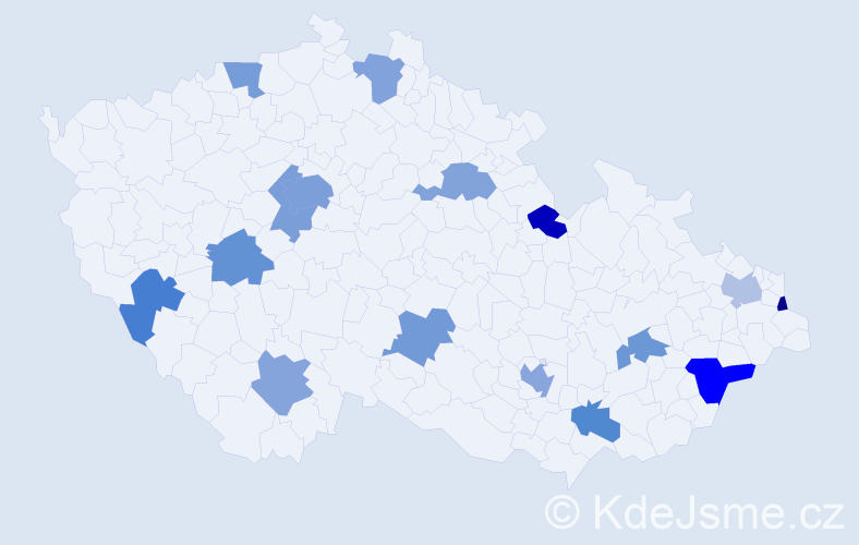 Jméno: 'Áron', počet výskytů 24 v celé ČR