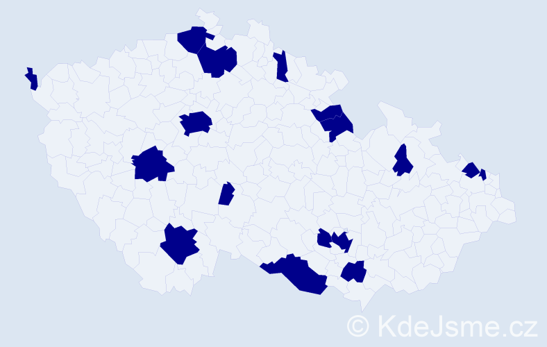 Jméno: 'Miriama', počet výskytů 17 v celé ČR