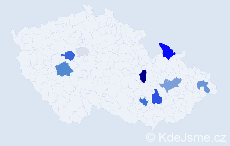 Jméno: 'Virginia', počet výskytů 12 v celé ČR