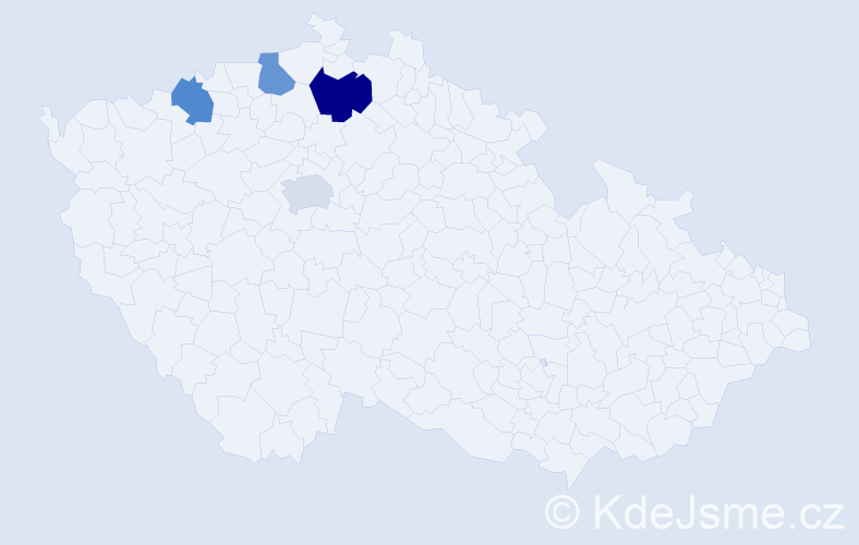 Jméno: 'Rajana', počet výskytů 5 v celé ČR